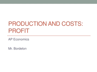 Production and Costs: Profit