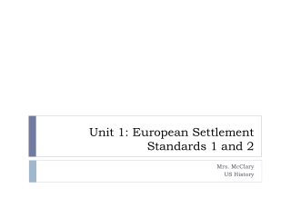 Unit 1: European Settlement Standards 1 and 2