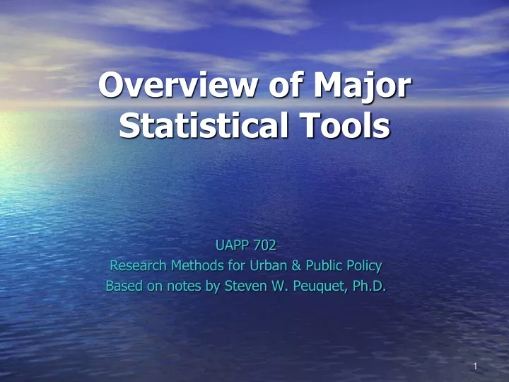 overview of major statistical tools