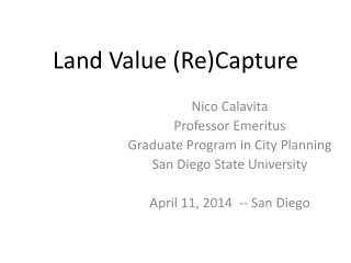 Land Value ( Re)Capture