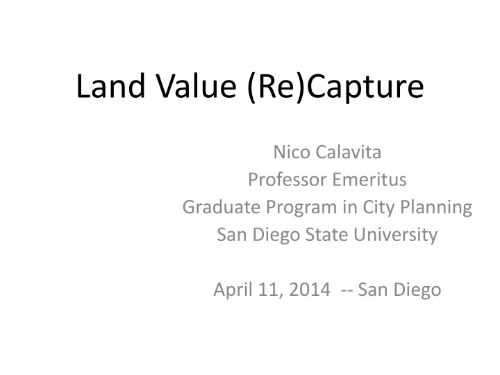 land value re capture