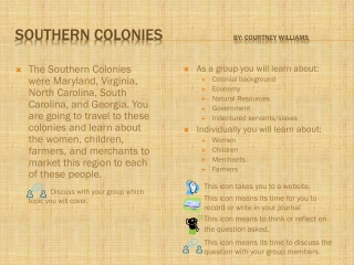 Southern colonies By: Courtney Williams