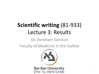 Scientific writing (81-933) Lecture 3: Results