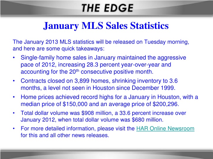 january mls sales statistics