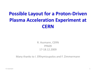 Possible Layout for a Proton-Driven Plasma Acceleration Experiment at CERN