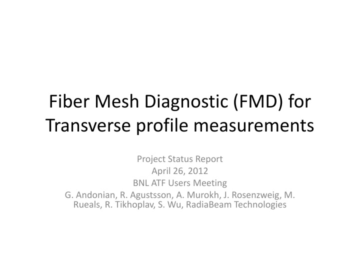 fiber mesh diagnostic fmd for transverse profile measurements