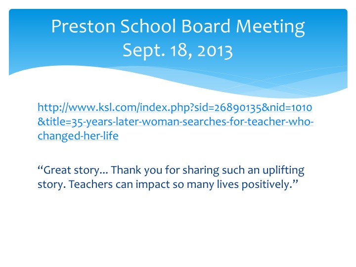 preston school board meeting sept 18 2013