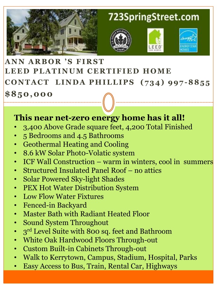 ann arbor s first leed platinum certified home contact linda phillips 734 997 8855 850 000