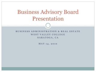 Business Advisory Board Presentation