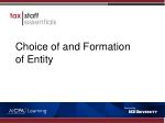 Choice of and Formation of Entity