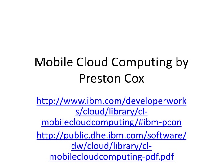 mobile cloud computing by preston cox