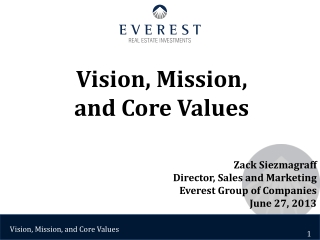 Vision, Mission, and Core Values