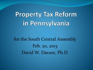 Property Tax Reform in Pennsylvania