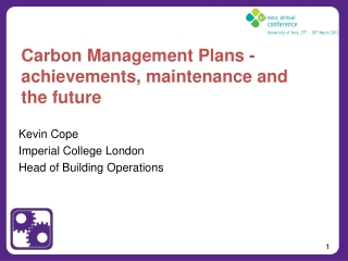Carbon Management Plans - achievements, maintenance and the future