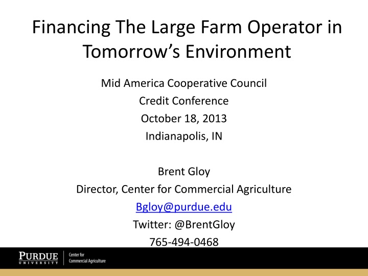 financing the large farm operator in tomorrow s environment