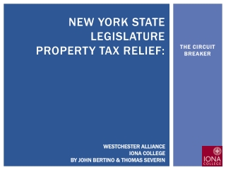 New York state legislature Property TAX relief: