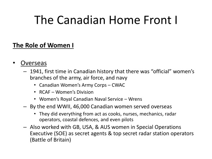 the canadian home front i