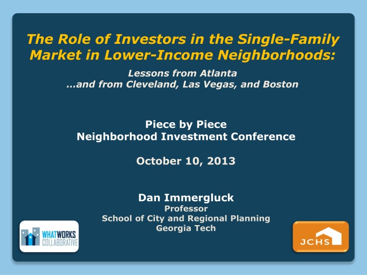the role of investors in the single family market