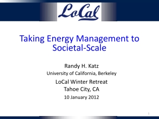 Taking Energy Management to Societal - Scale