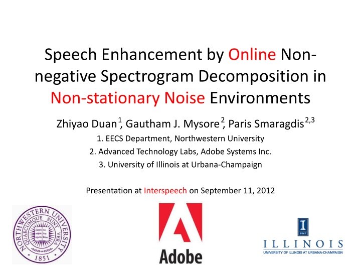 speech enhancement by online non negative