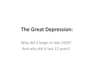 The Great Depression: