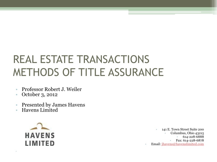 real estate transactions methods of title assurance