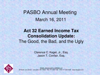 PASBO Annual Meeting March 16, 2011