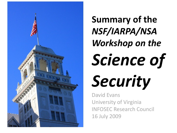 summary of the nsf iarpa nsa workshop