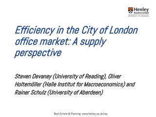 Efficiency in the City of London office market : A supply perspective
