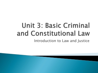 Unit 3: Basic Criminal and Constitutional Law