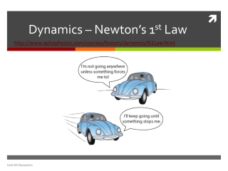 Dynamics – Newton’s 1 st Law