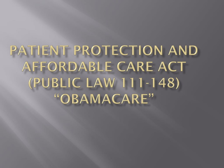 patient protection and affordable care act public law 111 148 obamacare