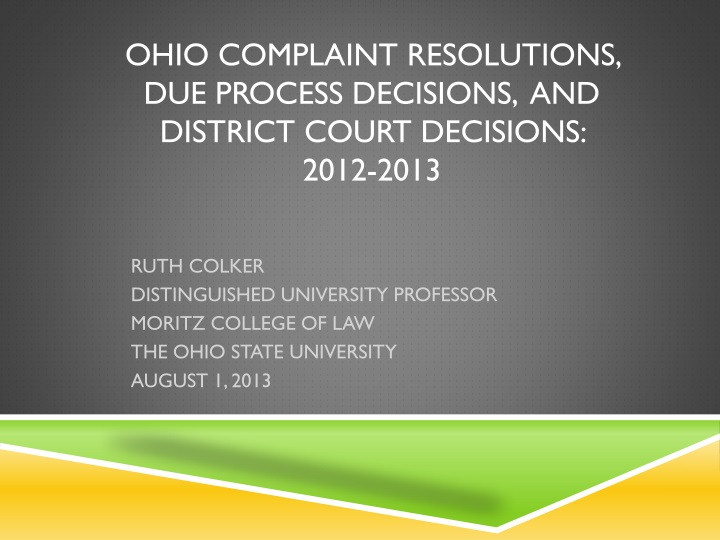 ohio complaint resolutions due process decisions and district court decisions 2012 2013