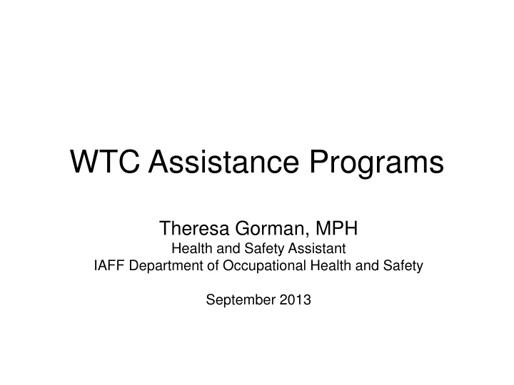 wtc assistance programs