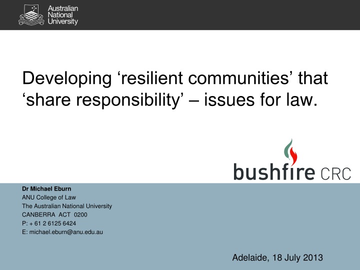 developing resilient communities that share responsibility issues for law