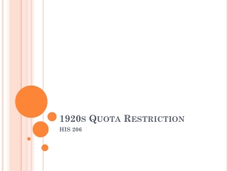 1920s Quota Restriction