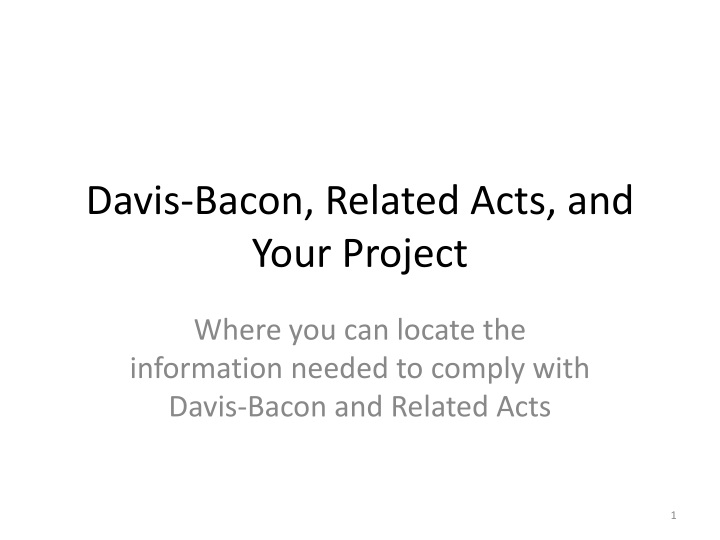 davis bacon related acts and your project