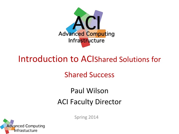 introduction to aci shared solutions for shared success