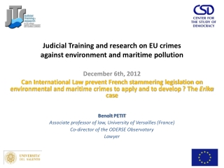 Judicial Training and research on EU crimes against environment and maritime pollution