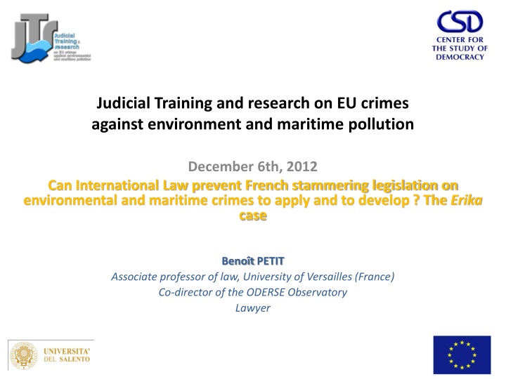 judicial training and research on eu crimes against environment and maritime pollution