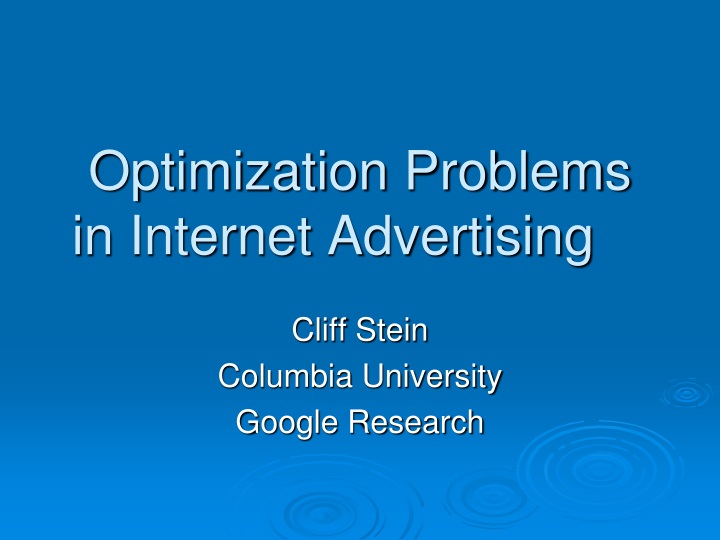 optimization problems in internet advertising