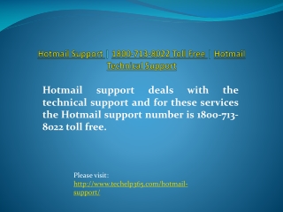 Hotmail Support | 1800-713-8022 Toll Free | Hotmail Technica