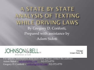 A State by State Analysis of Texting While Driving Laws