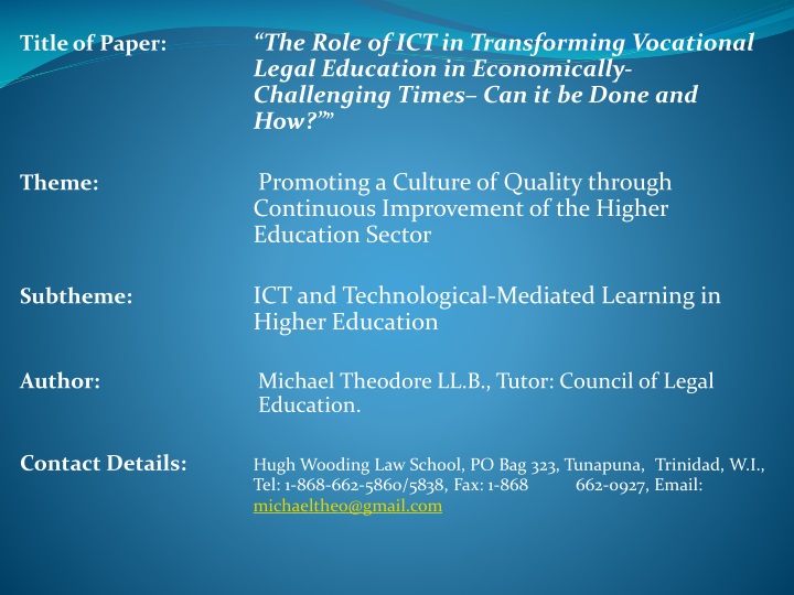 title of paper the role of ict in transforming