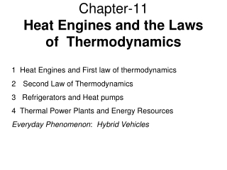 Chapter-11 Heat Engines and the Laws of Thermodynamics