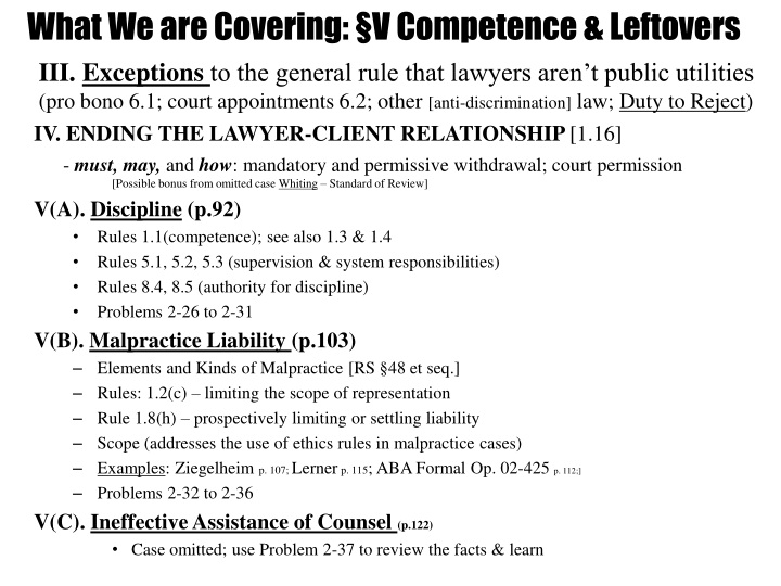 what we are covering v competence leftovers