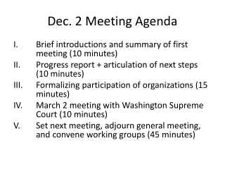 Dec. 2 Meeting Agenda