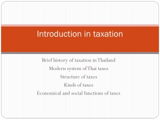 Introduction in taxation