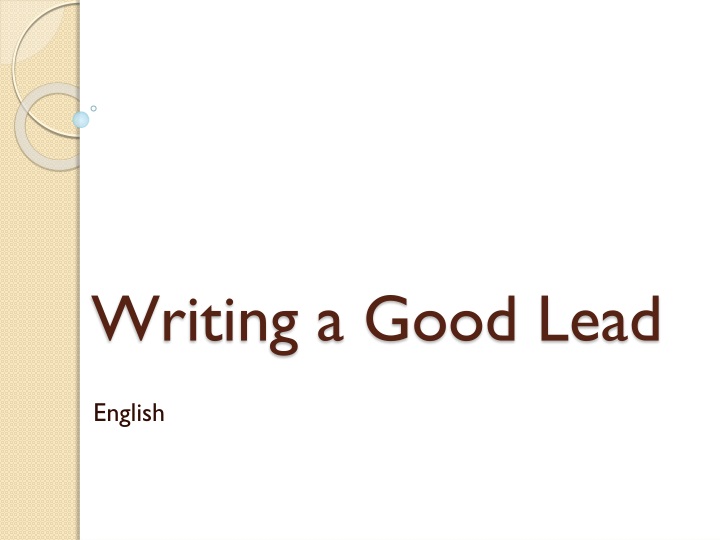 writing a good lead