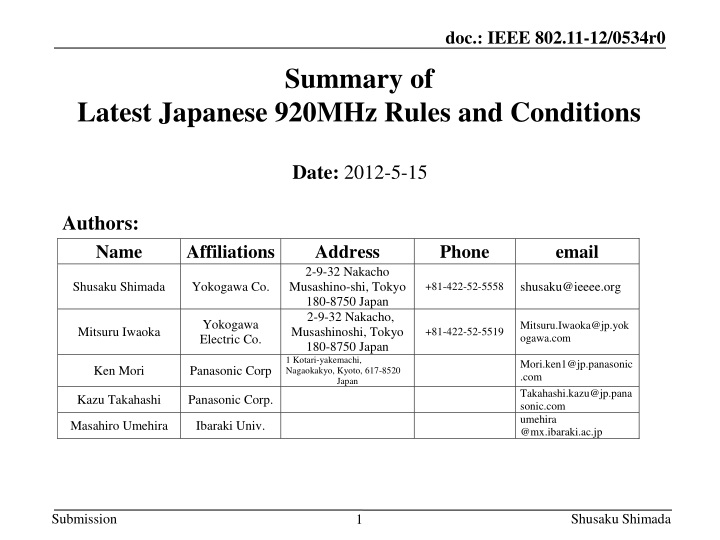 summary of latest japanese 920mhz rules and conditions